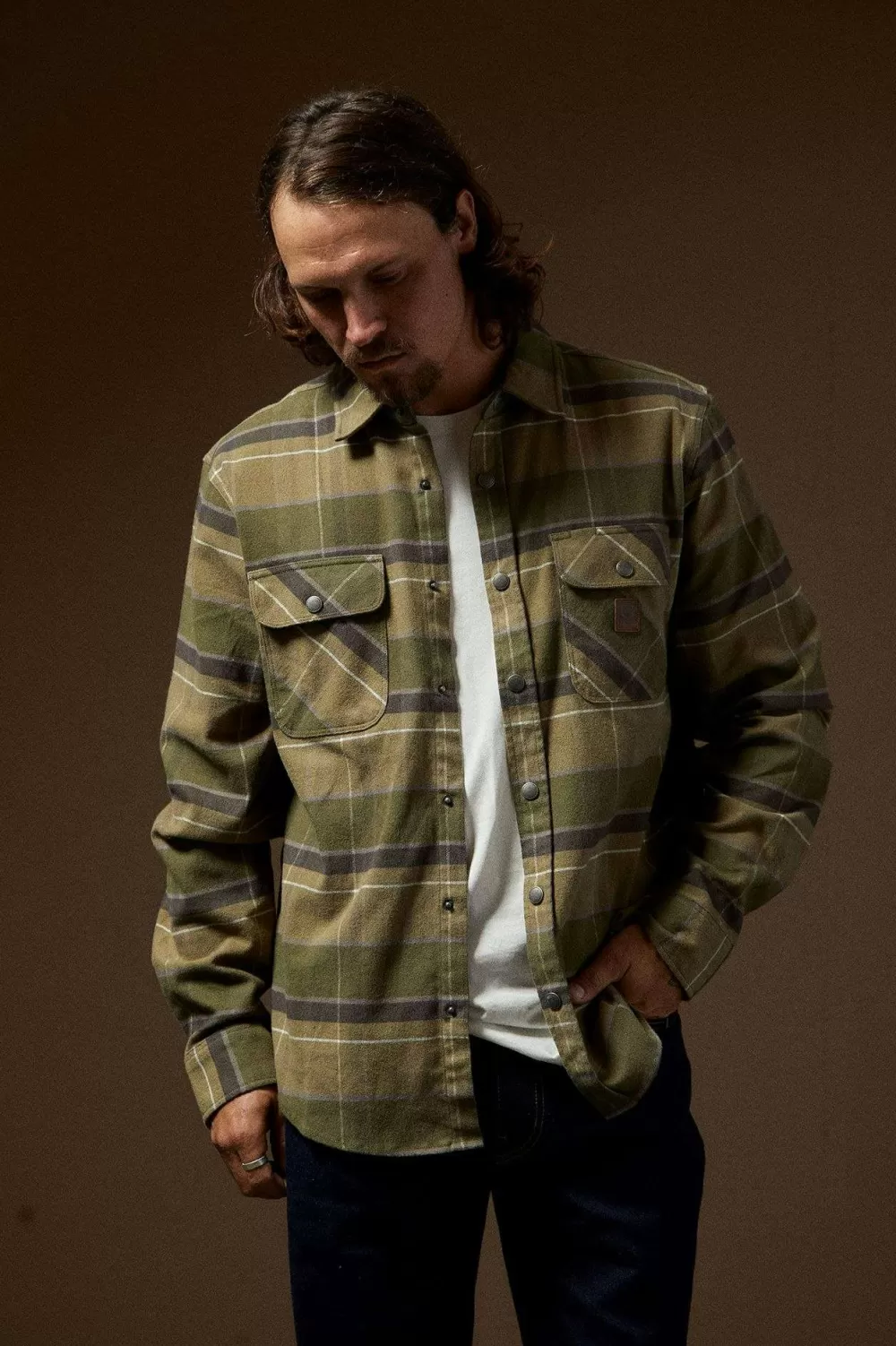 Brixton Builders Bowery Stretch Water Resistant L/S Flannel^ Button Ups | Flannels