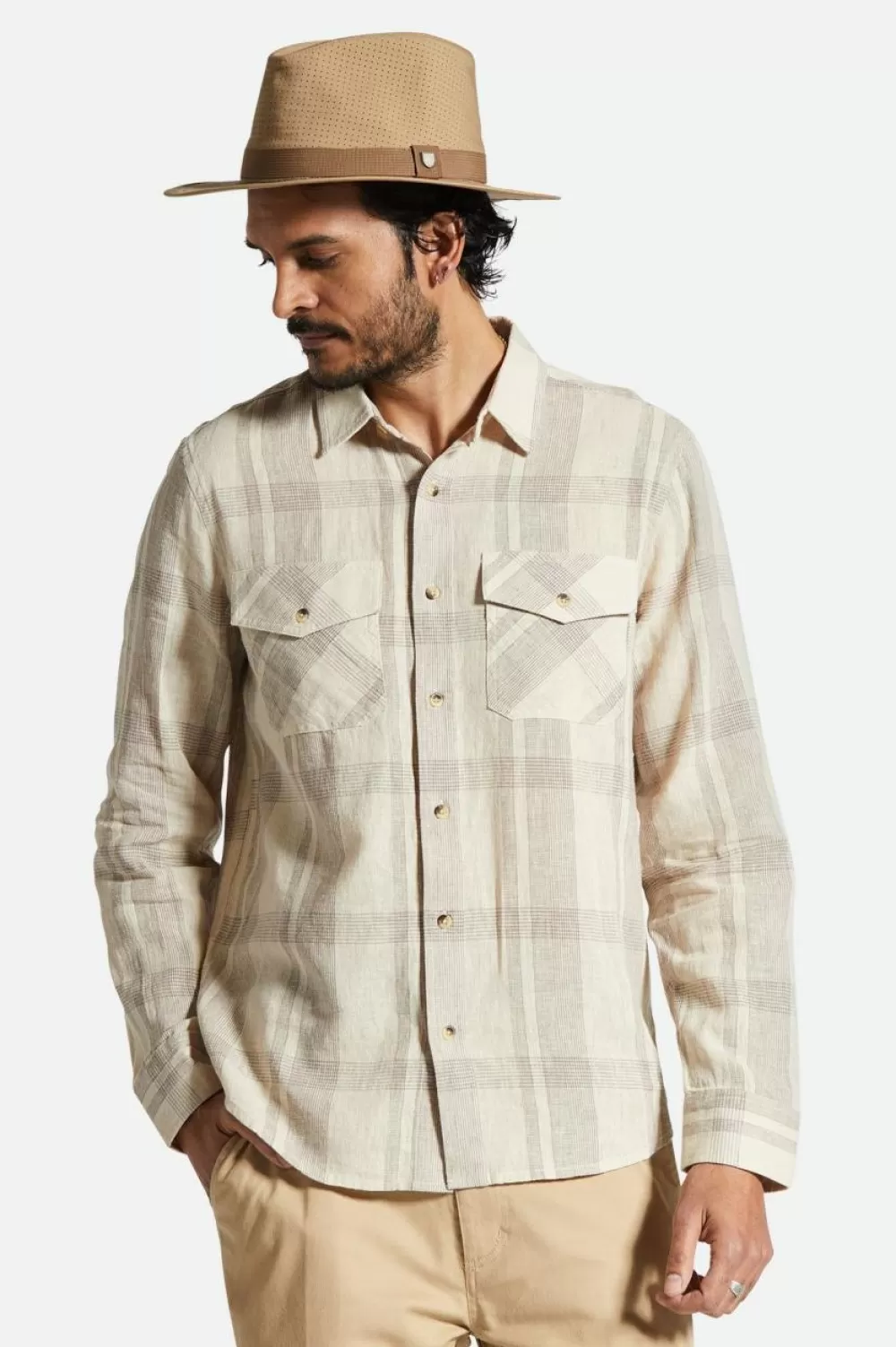 Brixton Memphis Linen Blend L/S Shirt^ Button Ups | Flannels