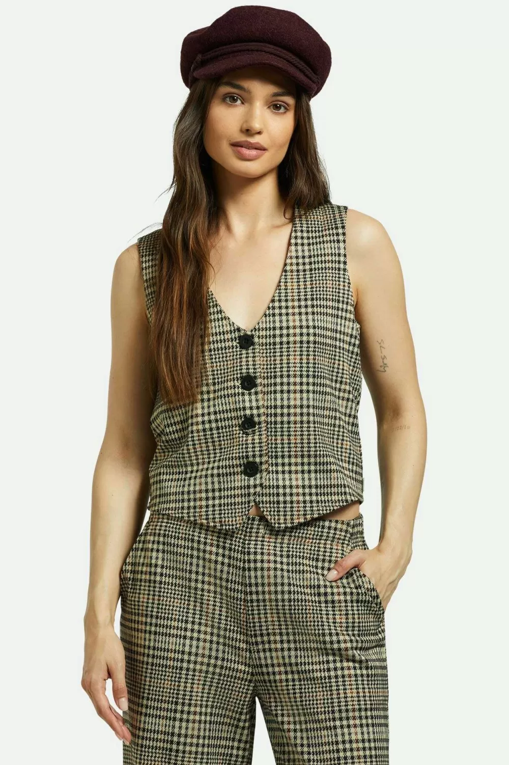 Brixton Menswear Plaid Leisure Vest^Women Tops | Flannels & Button-ups
